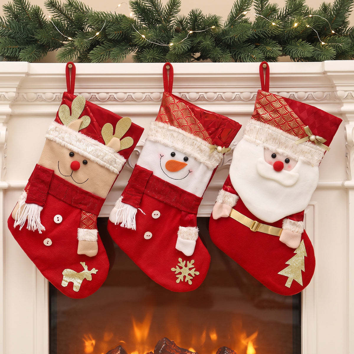 Plush Character Christmas Stocking Mantel Decoration - Elk