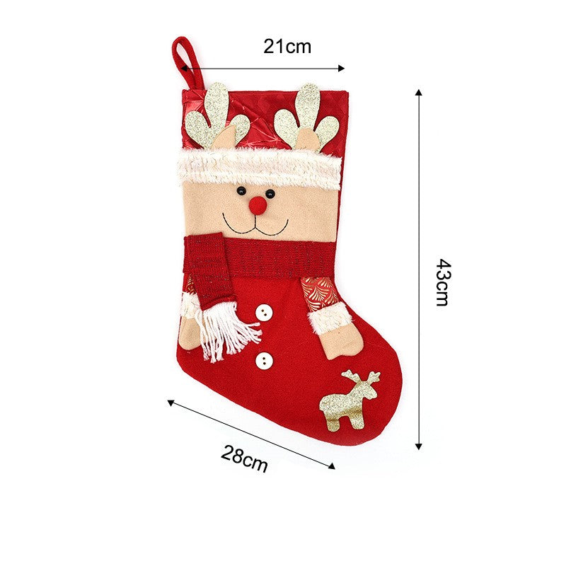 Plush Character Christmas Stocking Mantel Decoration - Elk - 1