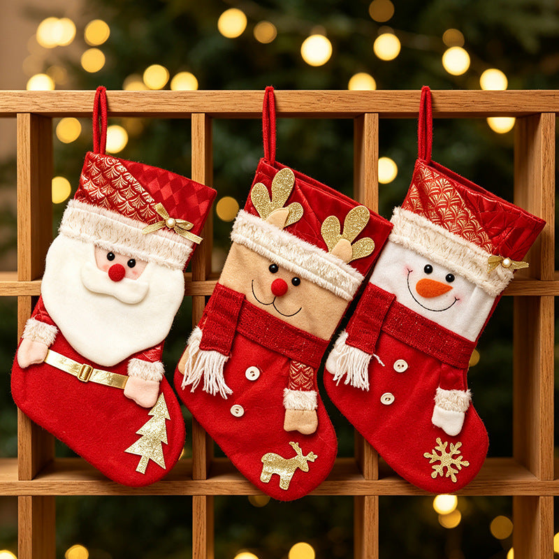 Plush Character Christmas Stocking Mantel Decoration - Elk - 3