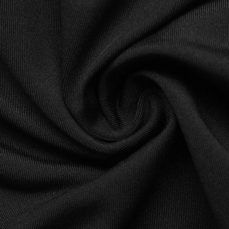 Ruched Rib Knit Top With Lace Back Detail - Black - 2