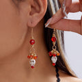 Beaded Skull Dangle Earrings for Halloween - NO-5