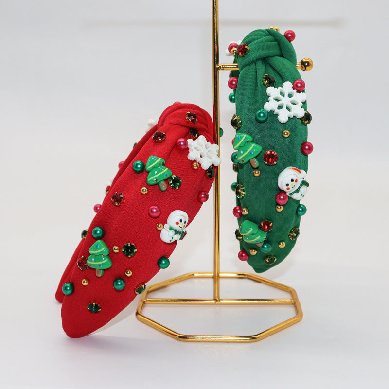 Mini Tree and Snowflake Beaded Headband