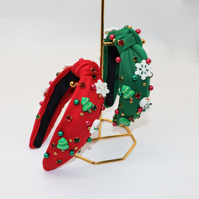 Mini Tree and Snowflake Beaded Headband - view 2