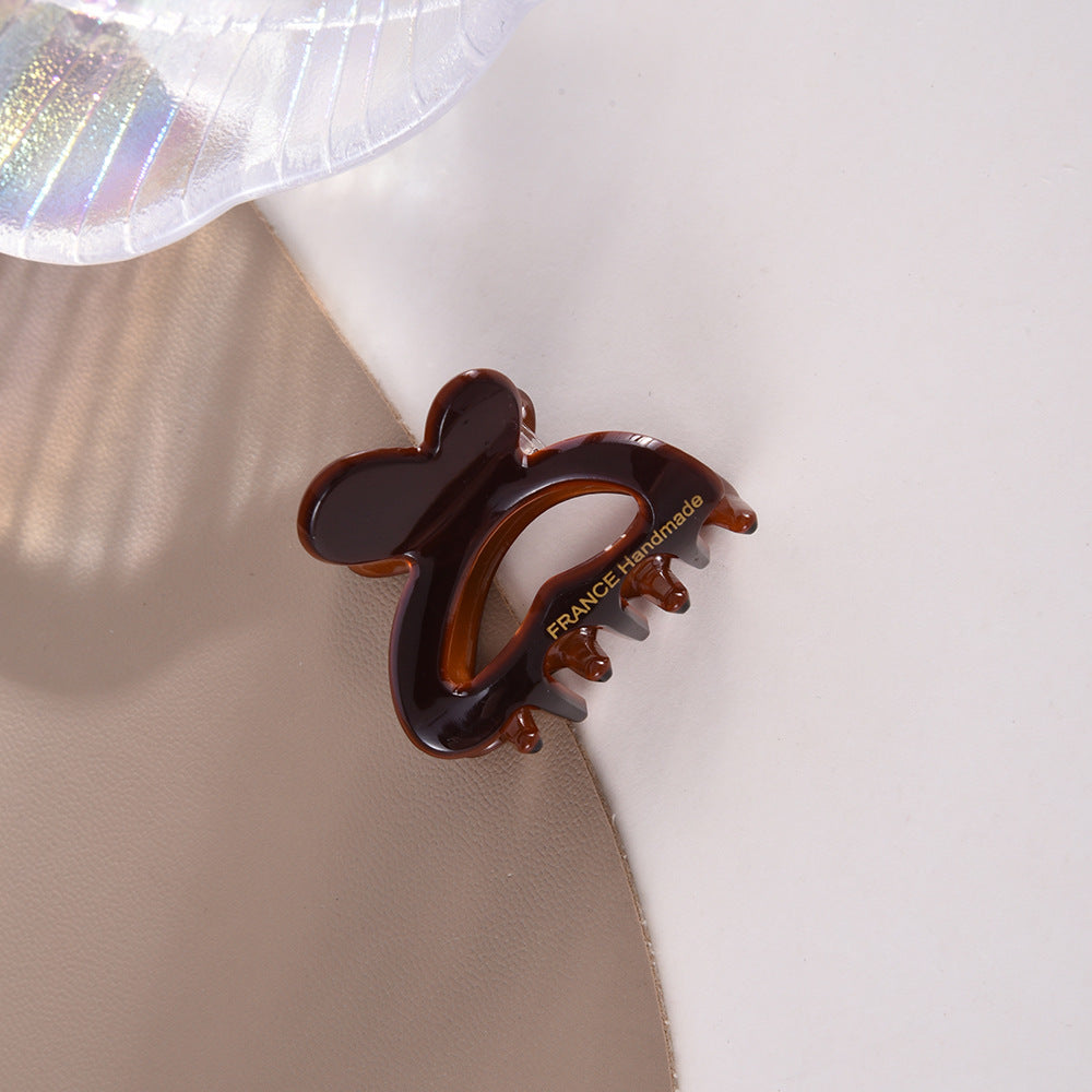 Mini Bunny Ear Claw Clip - Dark_Coffee