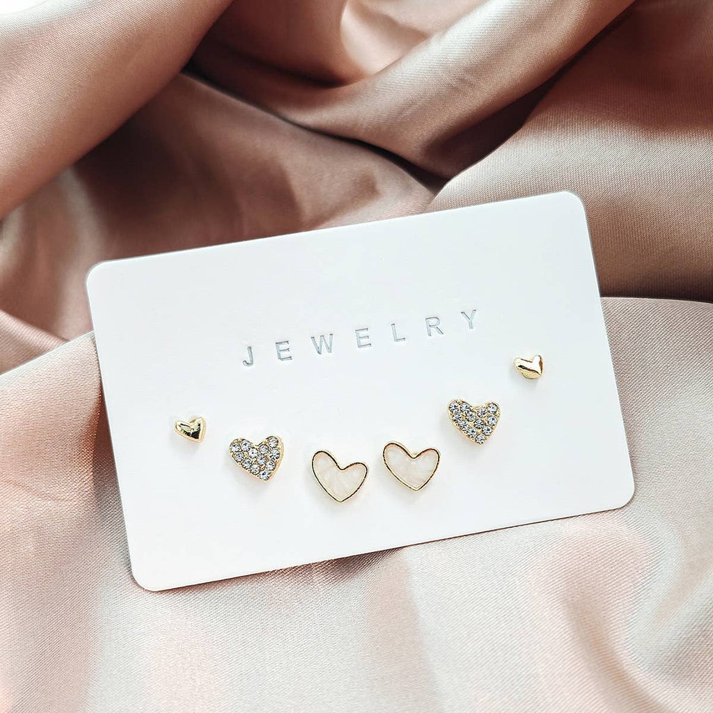 Heart Stud Earring Three Piece Set
