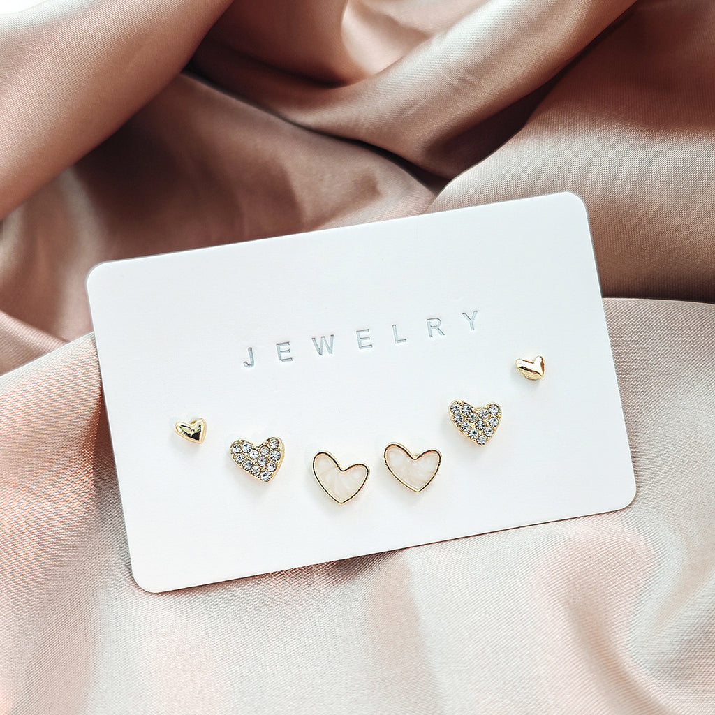 Heart Stud Earring Three Piece Set - view 1