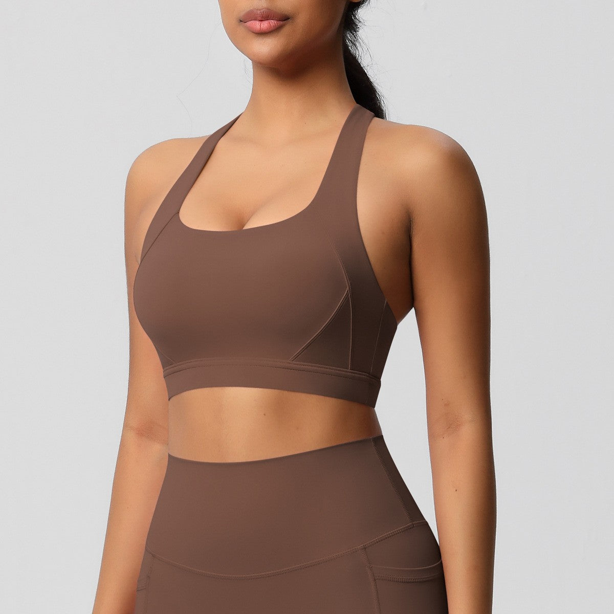 Brushed Criss Cross Back Workout Sports Bra