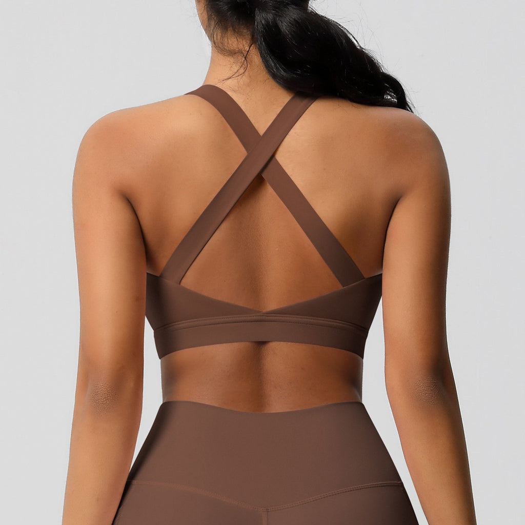 Brushed Criss Cross Back Workout Sports Bra