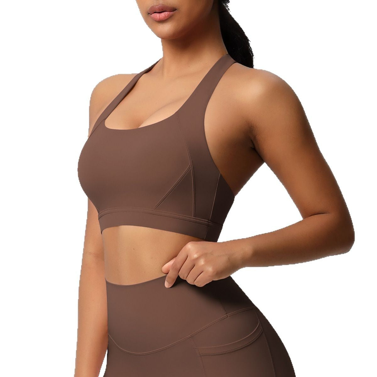 Brushed Criss Cross Back Workout Sports Bra