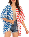 Stars And Stripes Open Front Kimono - Flag