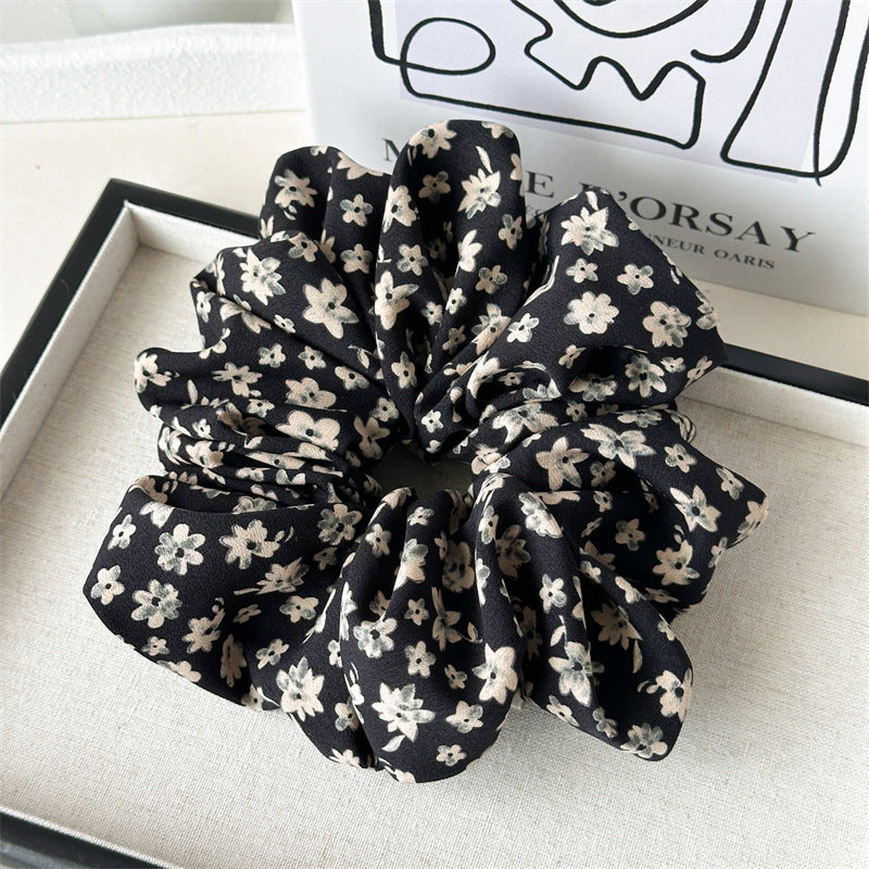 Oversized Floral Satin Scrunchie - Floral_yellow