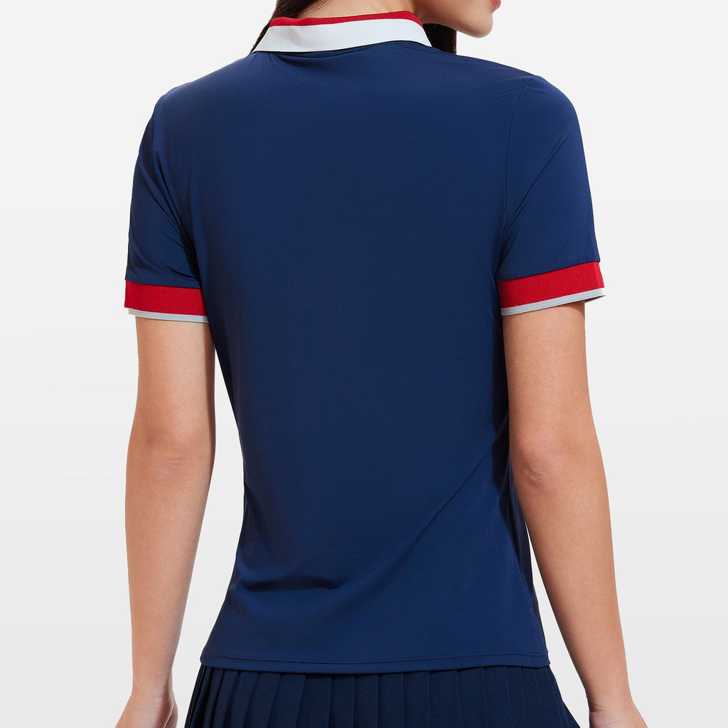 Contrast Trim Zip Placket Slim Fit Tennis Golf Polo
