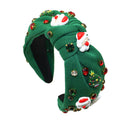 Rhinestone Santa and Tree Knot Headband - Green