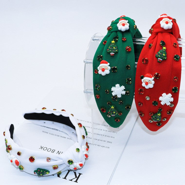Rhinestone Santa and Tree Knot Headband - view 1