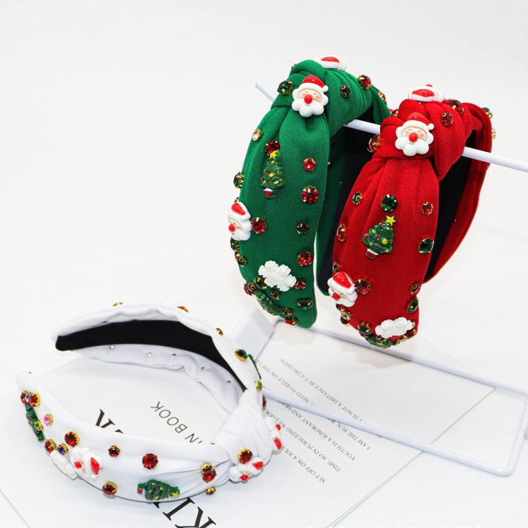 Rhinestone Santa and Tree Knot Headband - view 2