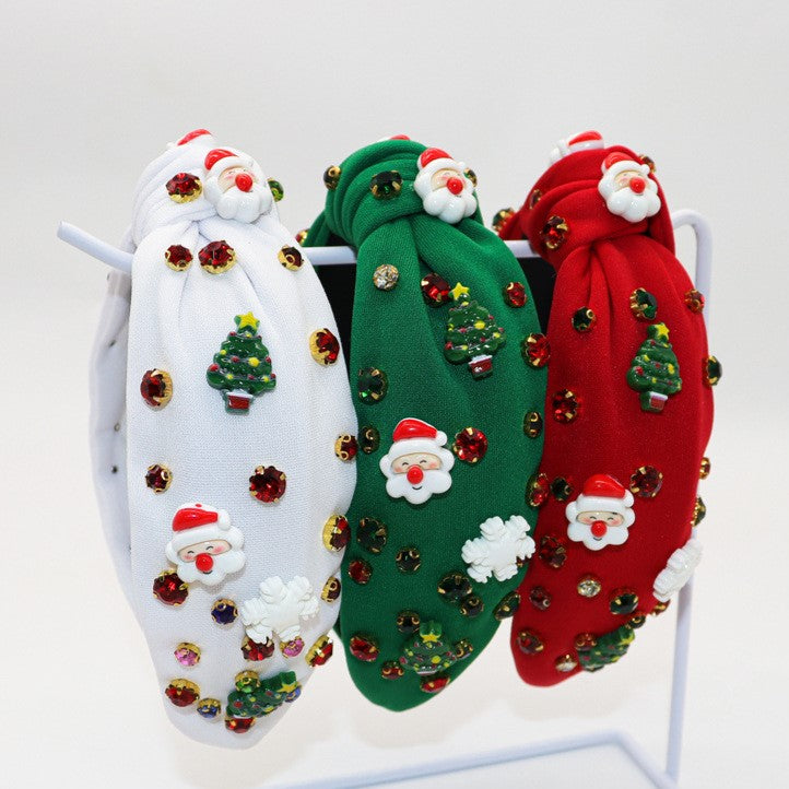 Rhinestone Santa and Tree Knot Headband - view 3
