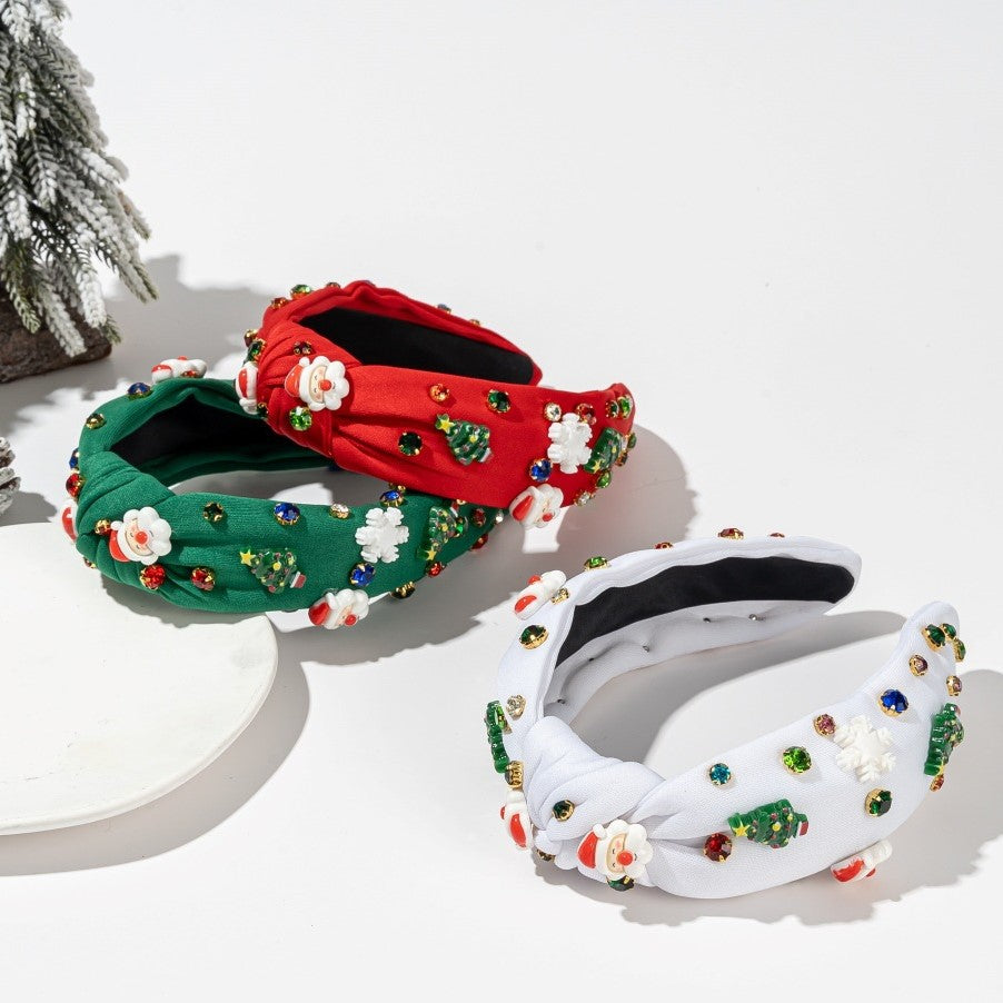 Rhinestone Santa and Tree Knot Headband - view 4