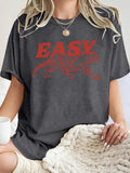 Retro Tiger Slogan Short Sleeve Tee - DarkGrey