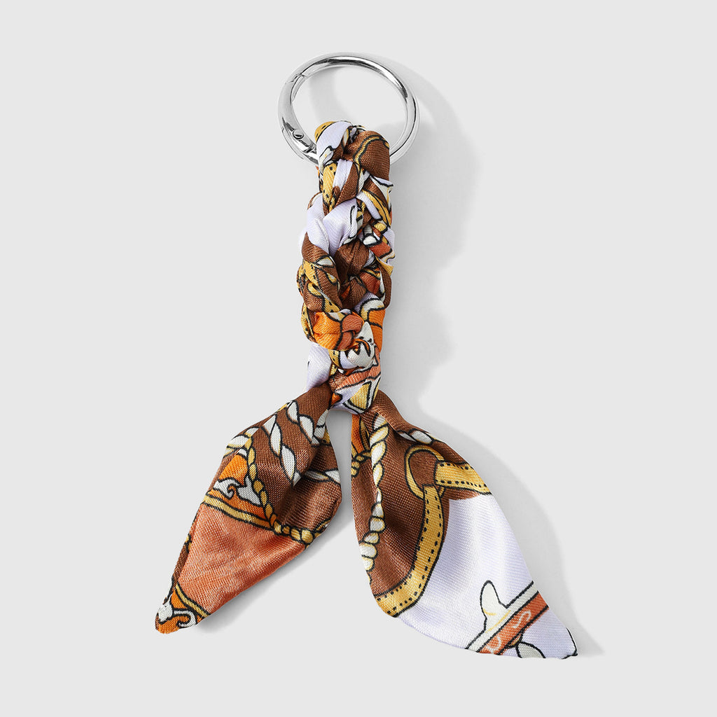 Printed Scarf Bow Bag Charm Keychain - Color_1