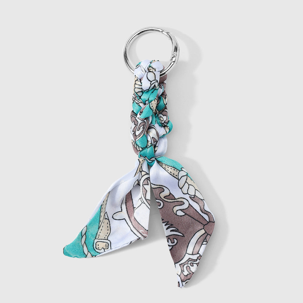 Printed Scarf Bow Bag Charm Keychain - Color_3