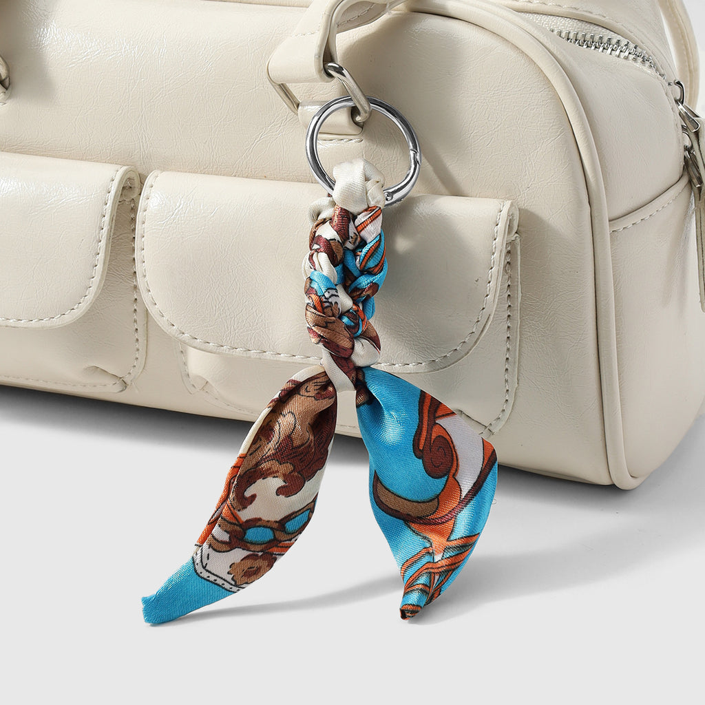 Printed Scarf Bow Bag Charm Keychain - Color_5 - 1