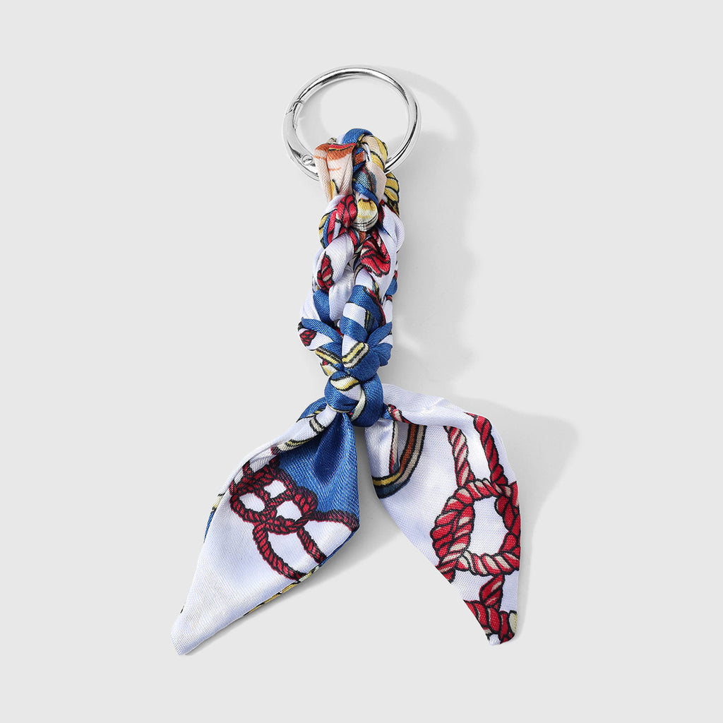 Printed Scarf Bow Bag Charm Keychain - Color_6