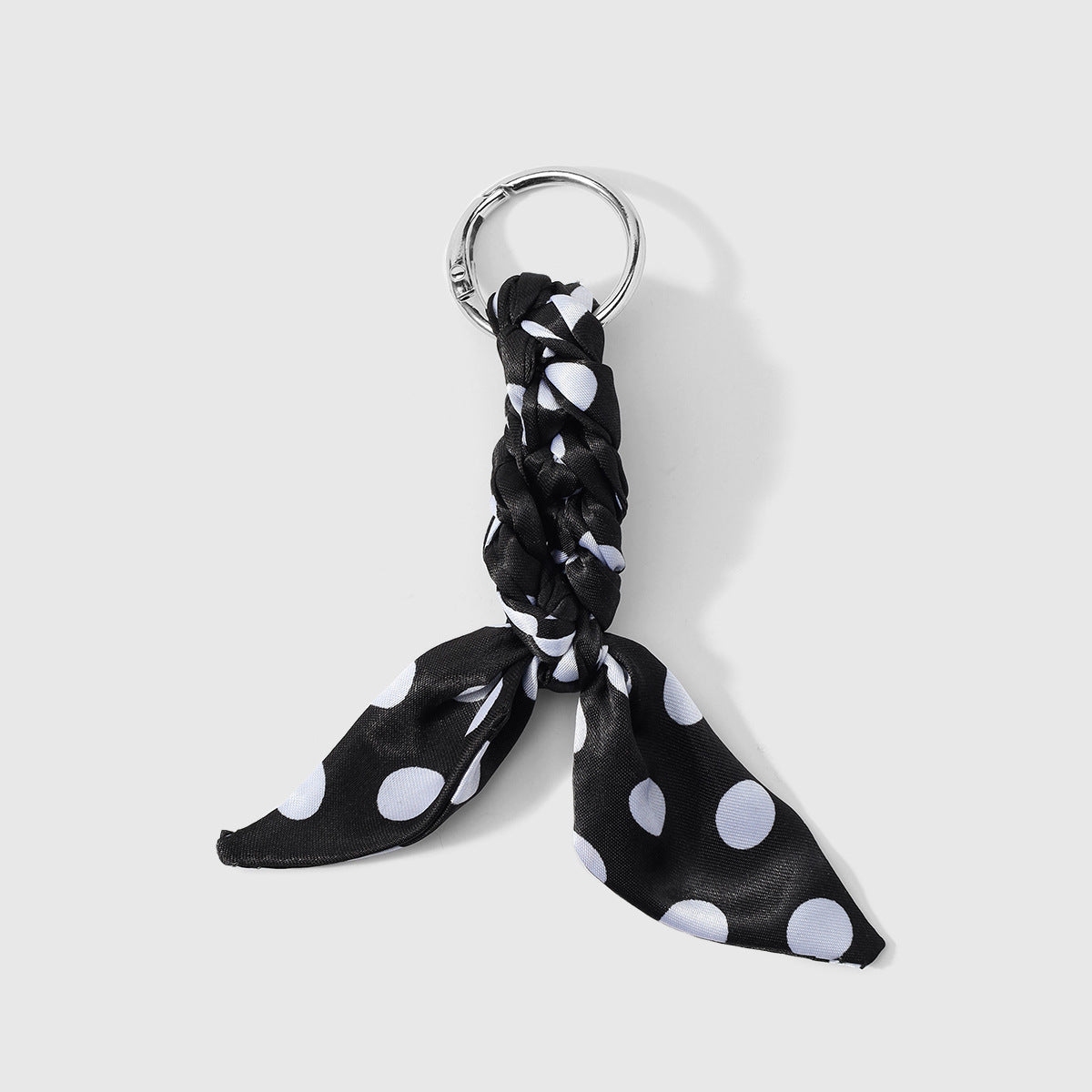 Printed Scarf Bow Bag Charm Keychain - PolkaDot - 1
