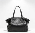 Oversized Slouchy Faux Leather Tote Bag - Black