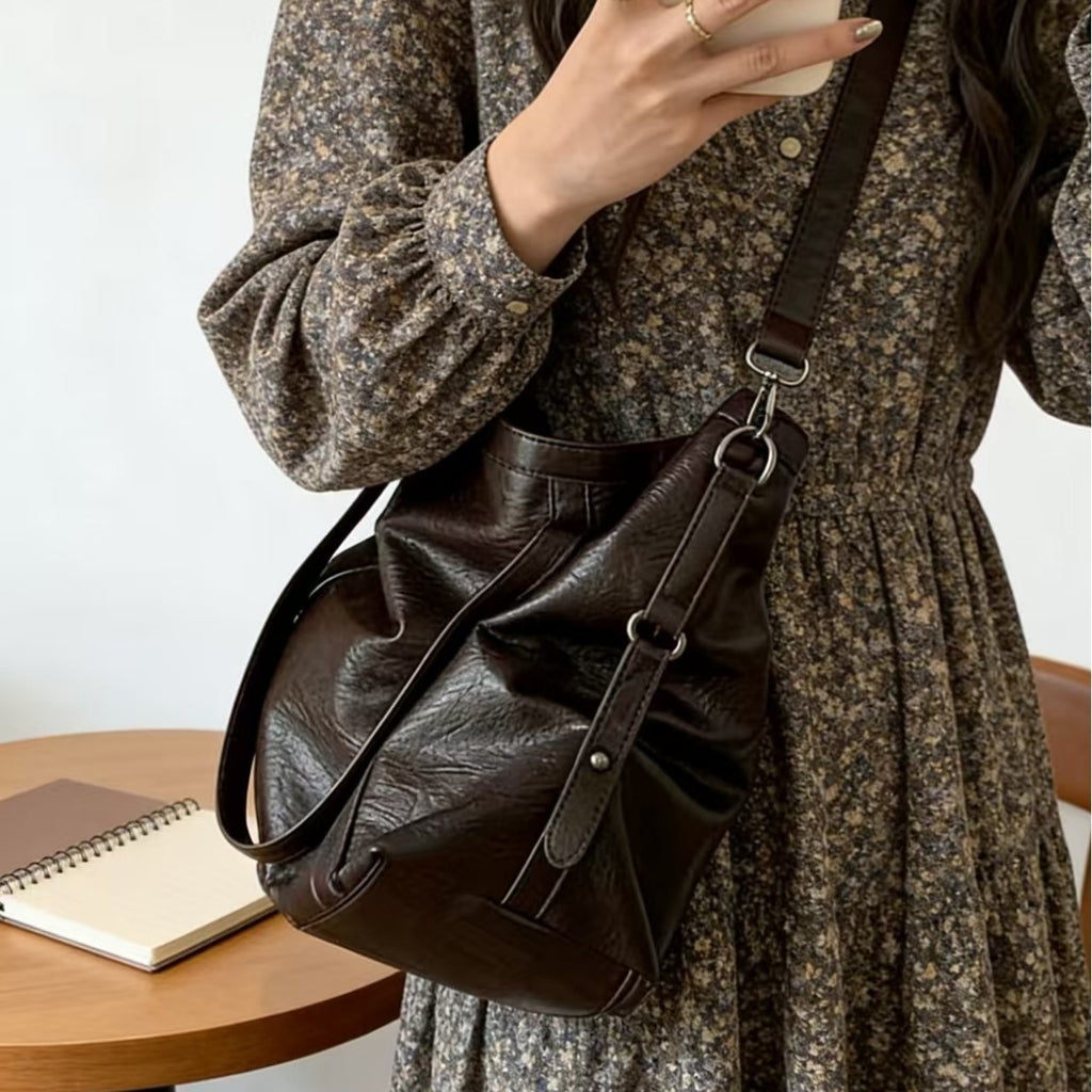 Oversized Slouchy Faux Leather Tote Bag