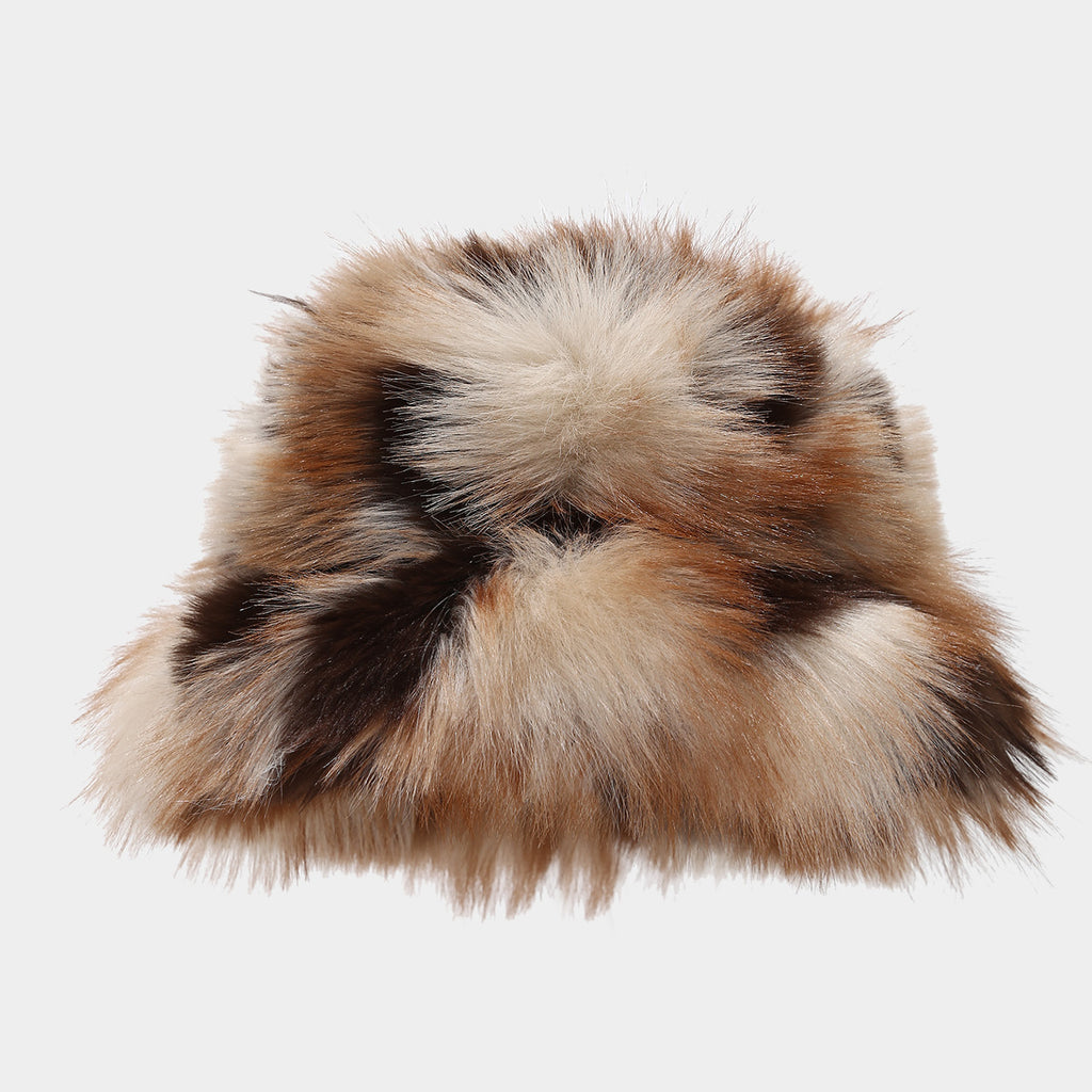 Long Pile Faux Fur Bucket Hat - A