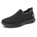 Wave Knit Lightweight Slip-On Walking Sneakers - Black