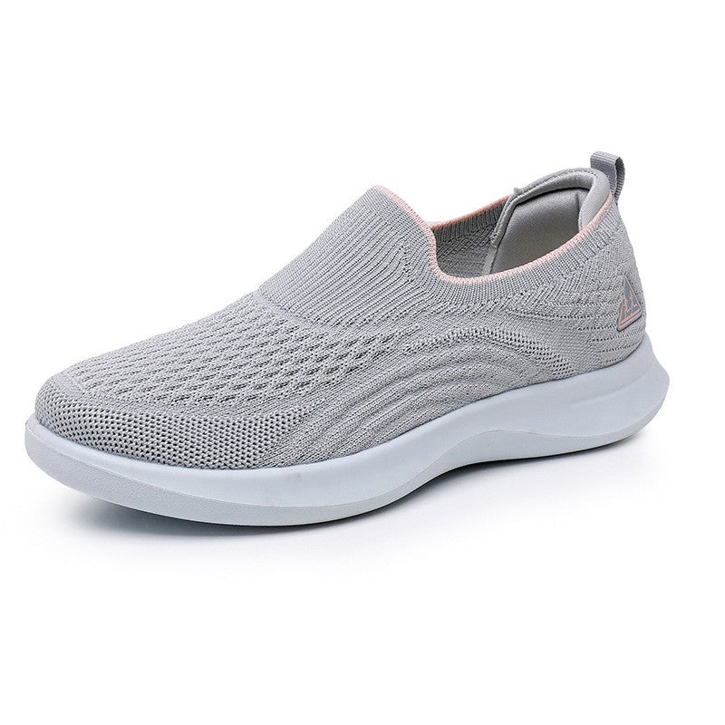 Wave Knit Lightweight Slip-On Walking Sneakers - Gray