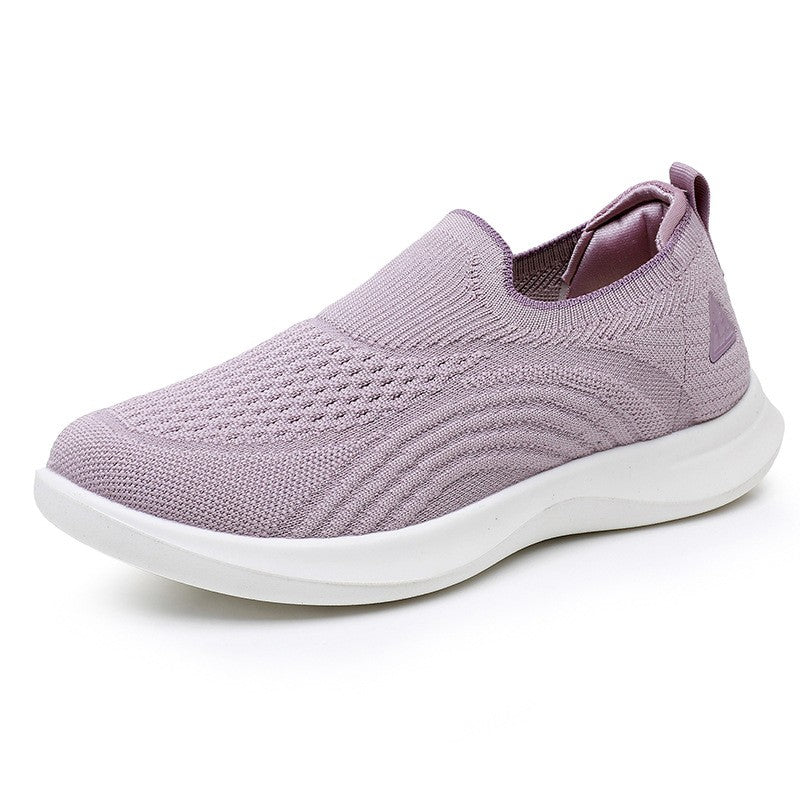 Wave Knit Lightweight Slip-On Walking Sneakers - Taro Purple