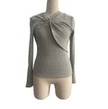 Ring Buckle Twist Front Cut Out Blouse - Khaki