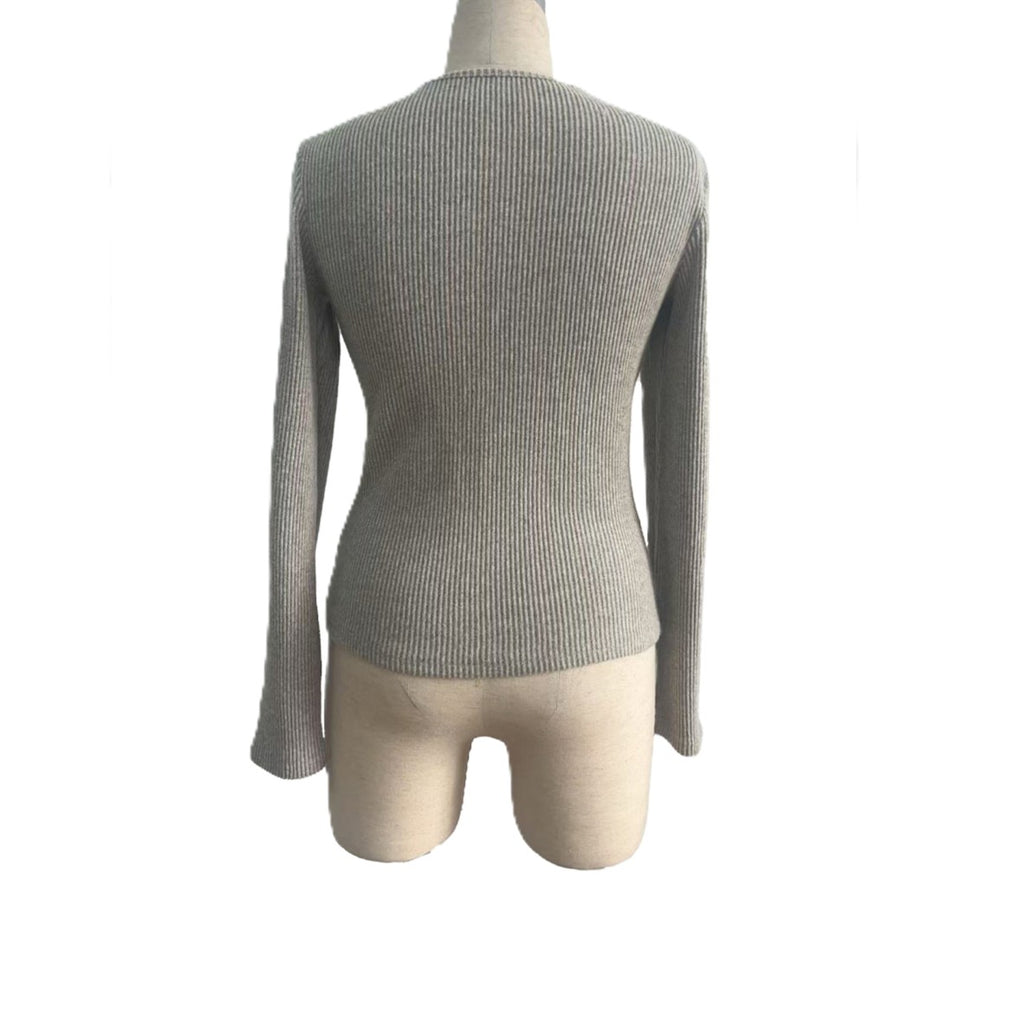 Ring Buckle Twist Front Cut Out Blouse - Khaki - 1