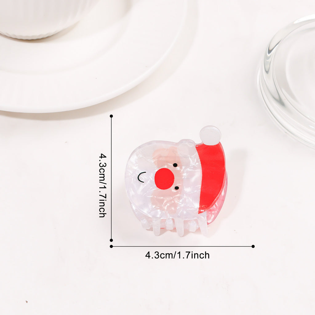 Christmas Hair Claw Clip in Festive Holiday Shapes - Santa_Claus