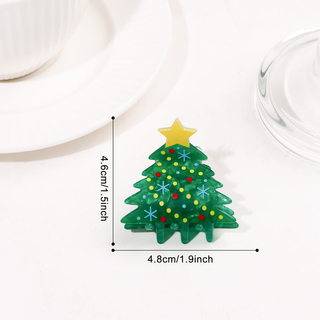 Christmas Hair Claw Clip in Festive Holiday Shapes - Tree