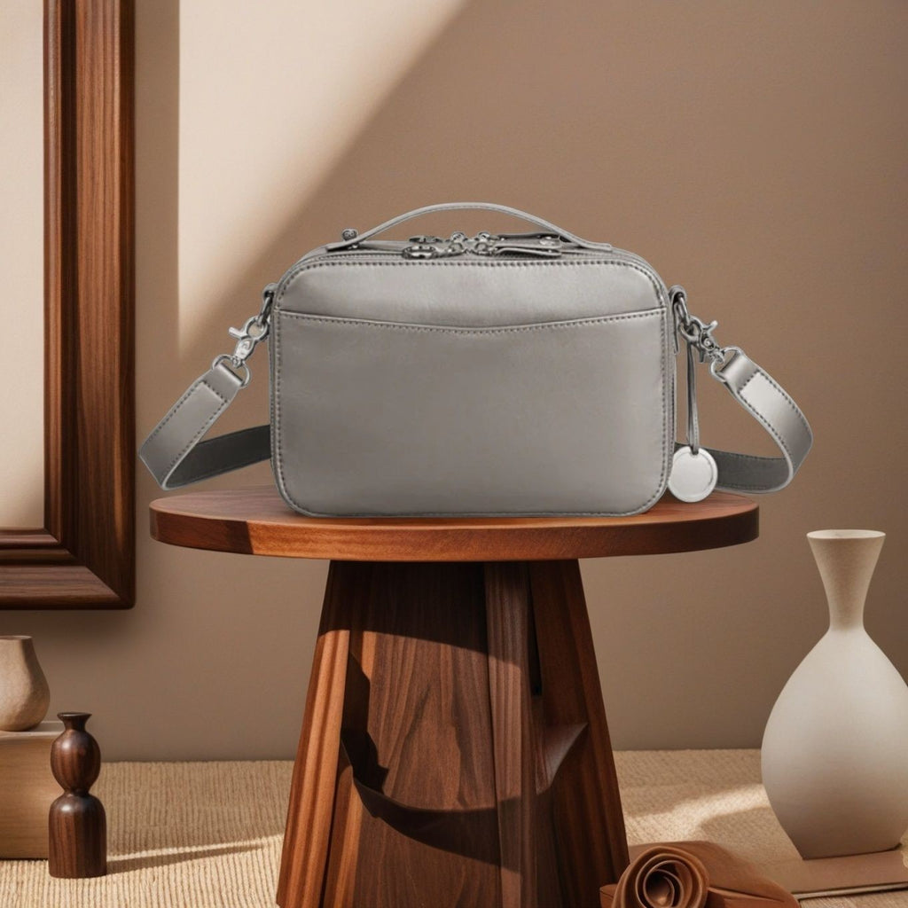 Double Zip Camera Crossbody Bag With Top Handle