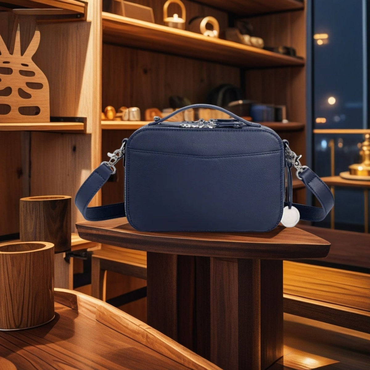 Double Zip Camera Crossbody Bag With Top Handle