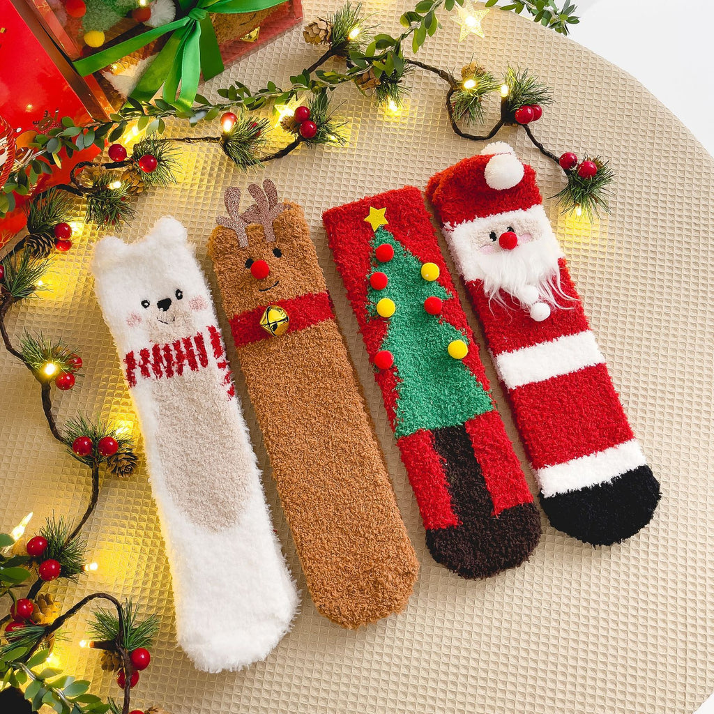 Fluffy Christmas Character Novelty Socks - Bear