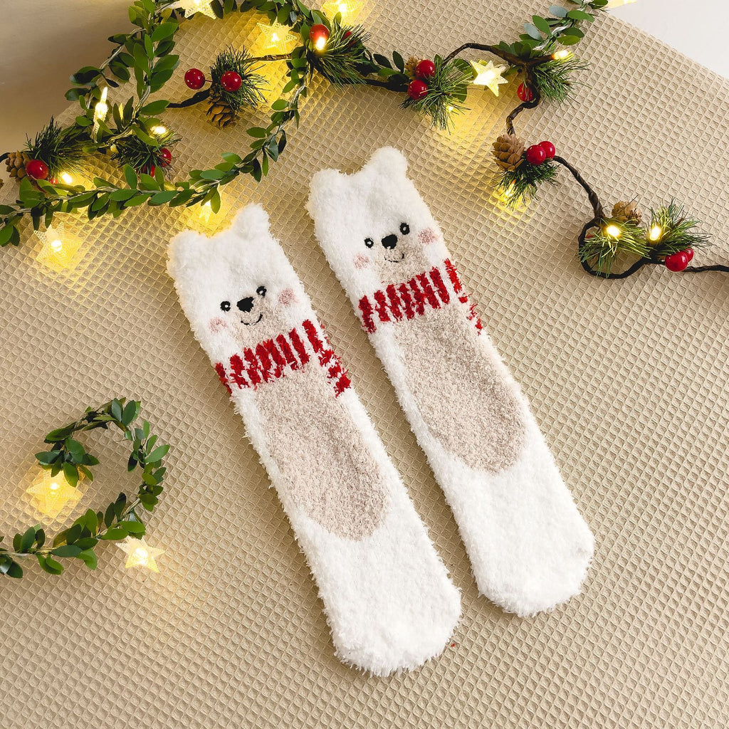 Fluffy Christmas Character Novelty Socks - Bear - 1