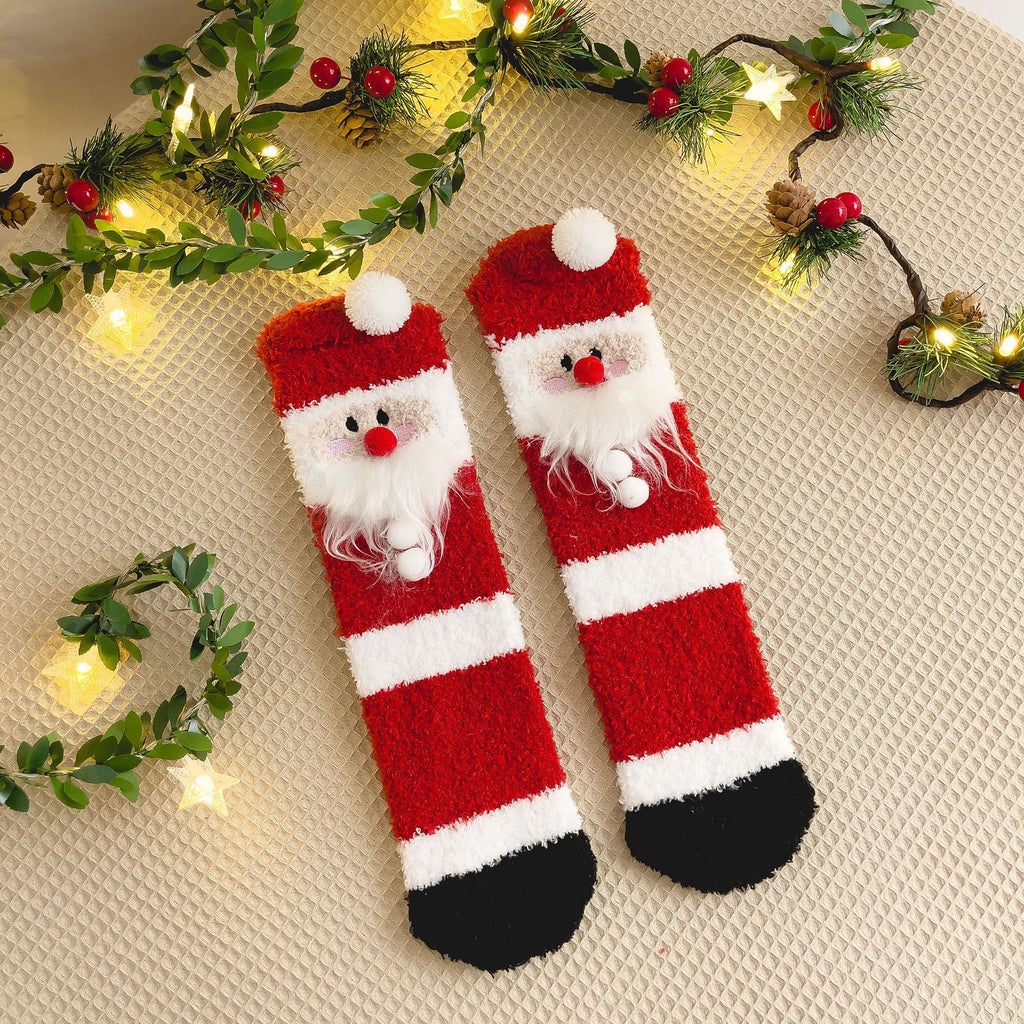 Fluffy Christmas Character Novelty Socks - SantaClaus