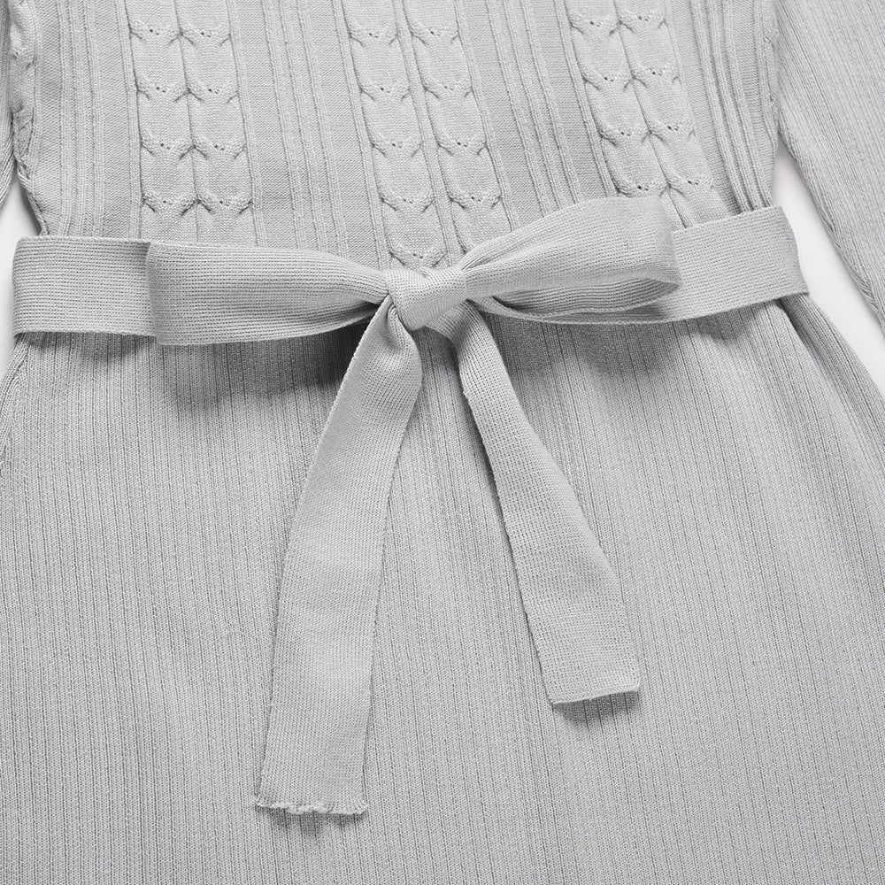 Puff Sleeve Belted Knit Midi Sweater Dress - view 12