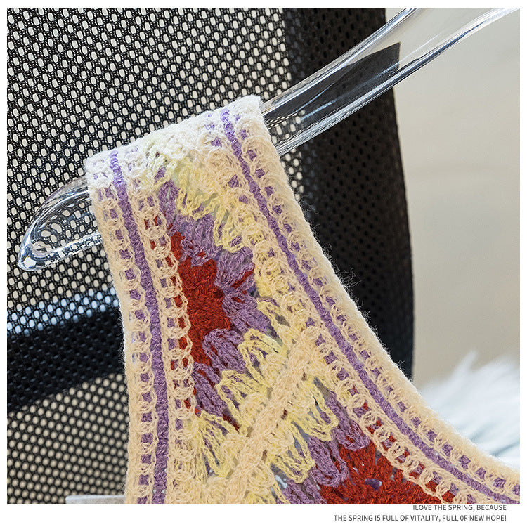 Granny Square Crochet Fringe Crop Tank - Purple - 5