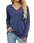 Relaxed V Neck Long Sleeve Tee - C3
