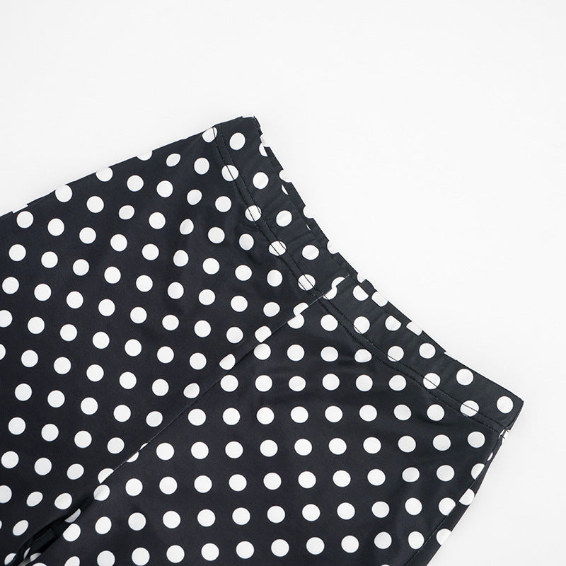 Cropped Stretch Pants In Retro Polka Dot - Black - 5