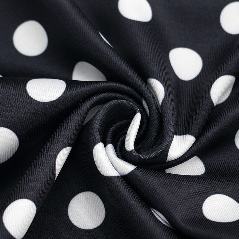 Cropped Stretch Pants In Retro Polka Dot - Black - 6