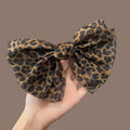 Leopard Chiffon Oversized Bow Barrette - Leopard