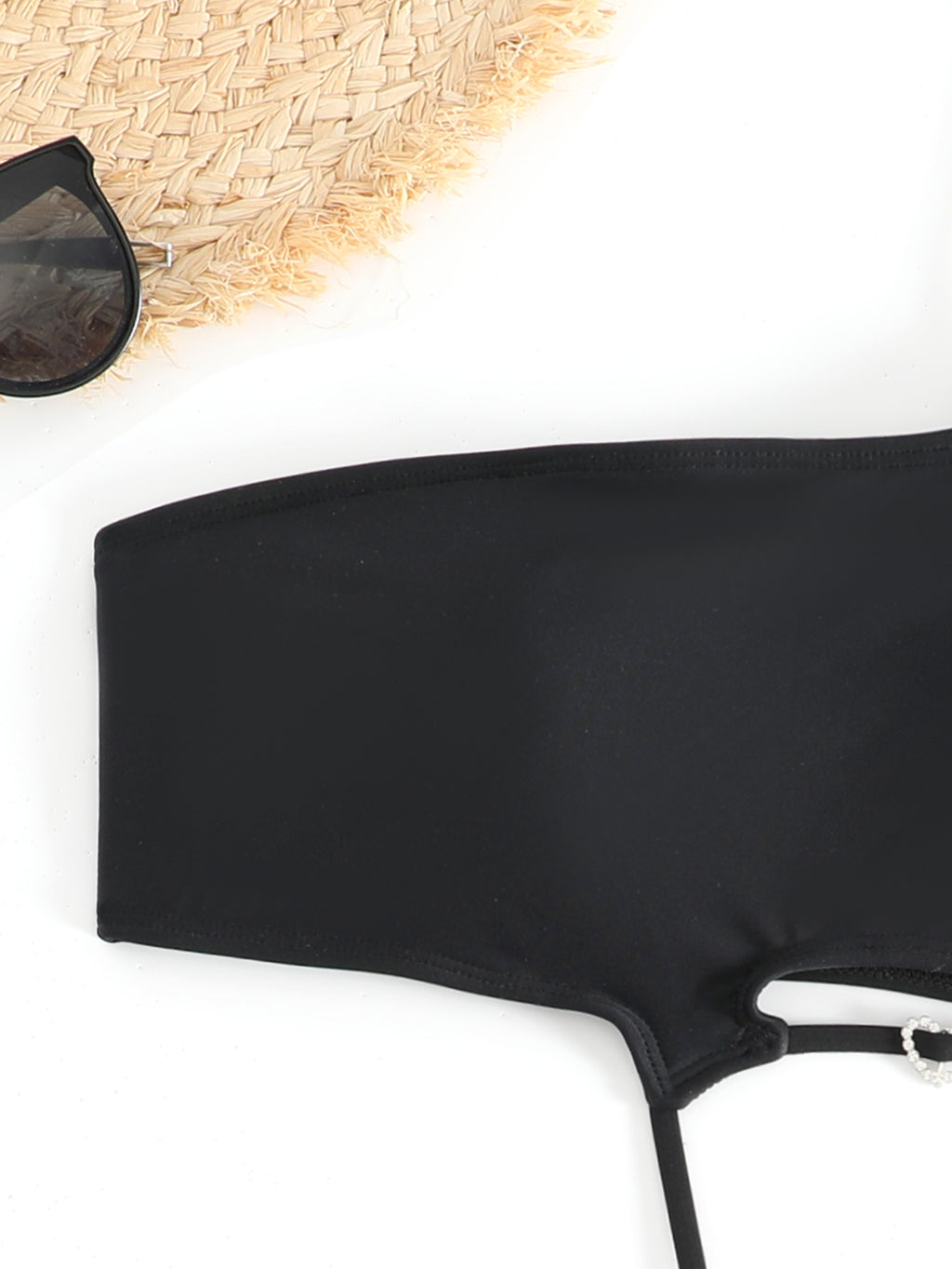 One Shoulder Cut Out One Piece Swimsuit - Black - 1