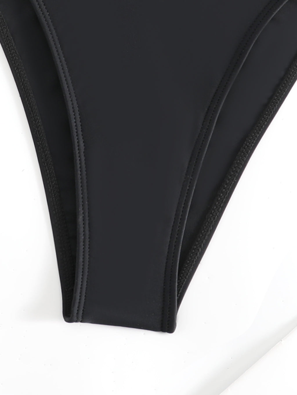 One Shoulder Cut Out One Piece Swimsuit - Black - 3